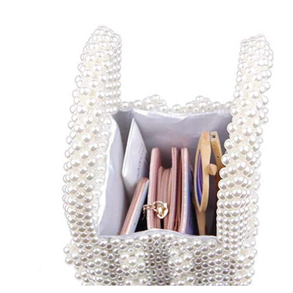 Beaded Handbags Handmade Weave Pearls Tote - Picture 5 of 8